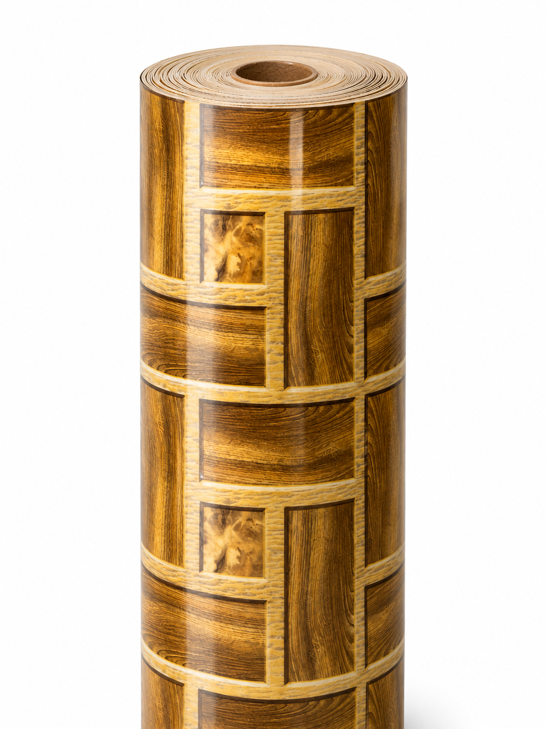 Linoleum Lucios Tip Parchet Gri / Maron (Geometric)
