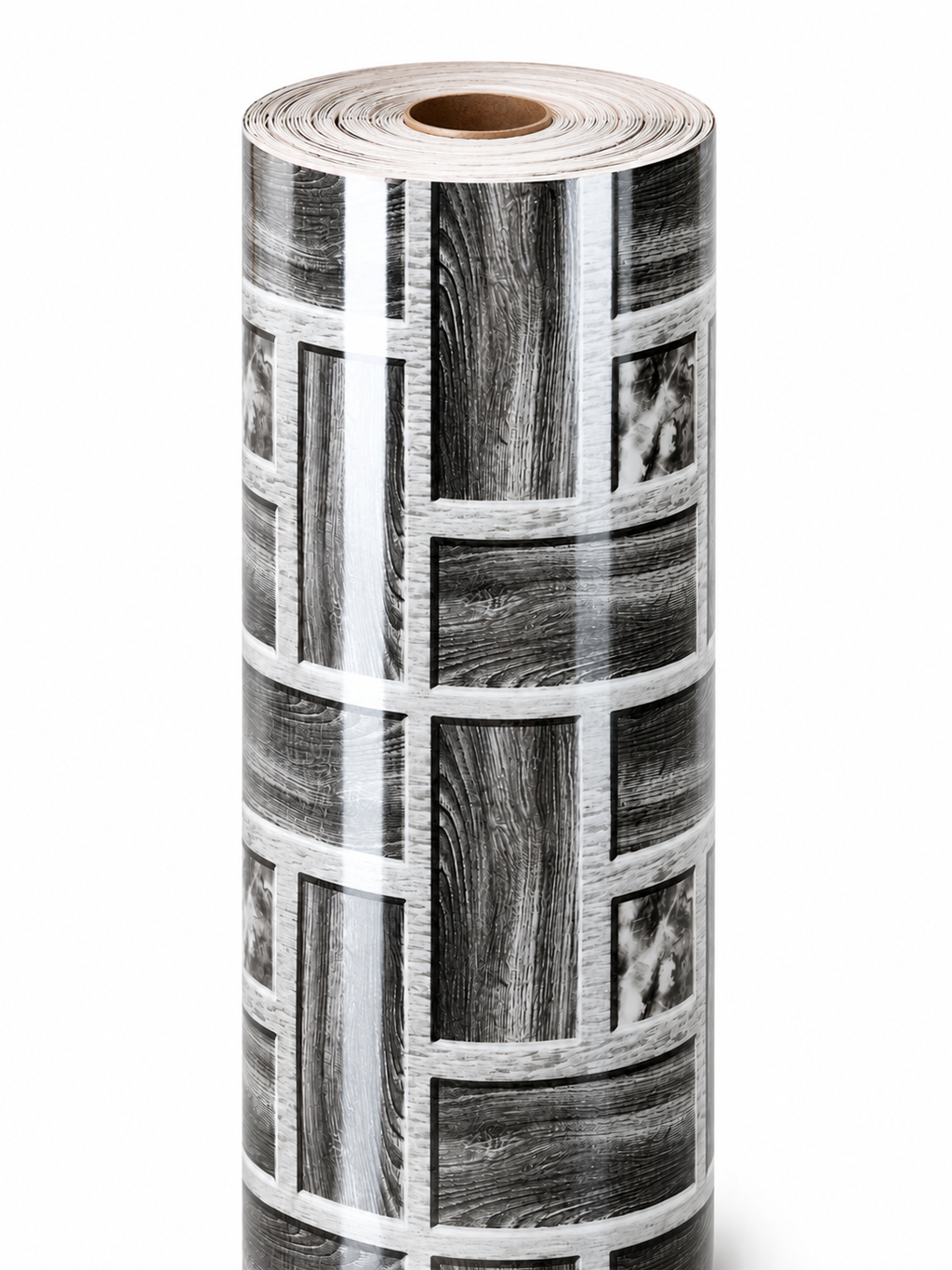 Linoleum Lucios Tip Parchet Gri / Maron (Geometric)
